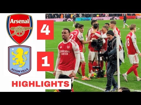 Arsenal vs Aston villa (4-1) All goals and match highlights Gabriel goal,Jesus goal,trossard strike.