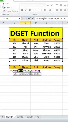 DGET Function in Excel |Extract a Single Value That Matches Criteria