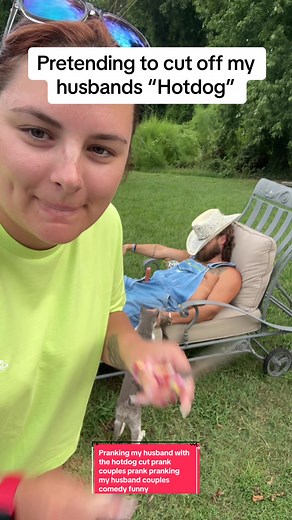 He panicked on this prank 😂 #hotdogprank #couplescomedy #funnycouples #prank #couplespranks Pretending to cut off my husbands “hotdog” prank. Best prank I’ve done on him yet… that was pure panick.