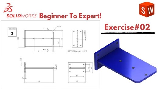 SOLIDWORKS Beginner To Expert Exercise# 02 | Solidworks Beginners Tutorials | #solidworksexercises | Lean Solutions