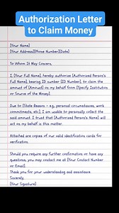 Authorization Letter to Claim Money #trendingreels #education #virals #letters #application | English Class