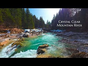 4K Turquoise Mountain River 🌲Beautiful Spring Forest & Sound of Flowing Water