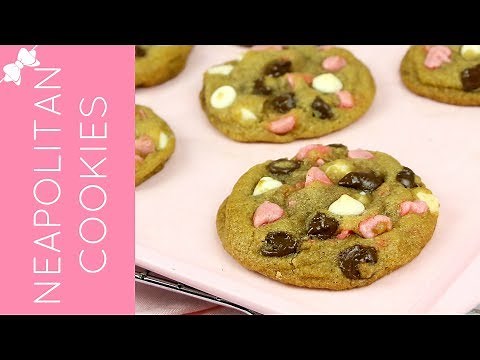 How To Make Neapolitan Chocolate Chip Cookies (Chocolate, Vanilla, Strawberry) // Lindsay Ann Bakes