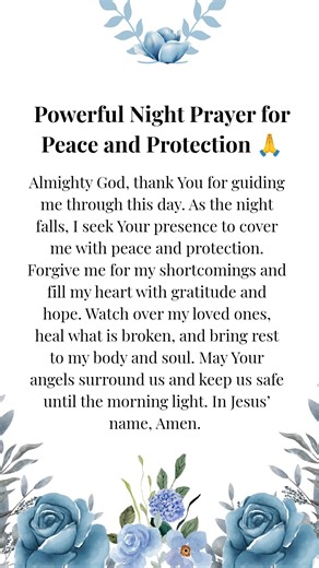 #PowerfulNightPrayer #ThankYouLord #PeacefulSleep #GodsProtection #FaithBeforeSleep #BlessedNight | Daily Prayer