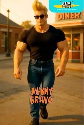 Johnny Bravo Turn Real 😎 Cartoon to Hyper-Realistic AI Transformation #RealToons