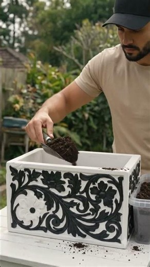 Laundry Basket Hack! Beautiful Cement Planter #diy #classicwood #diycrafts #homedecor #satisfying