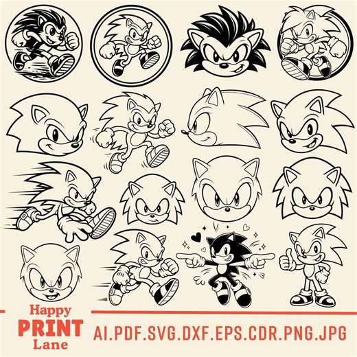Sonic Headshot SVG, Sonic Thumbs up Svg, Sonic Running Svg, Spinning Sonic Svg, Super Sonic Svg Cut Ready Digital Design for Cricut - Etsy