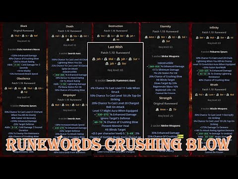 Diablo II Resurrected - All Weapon Runewords Crushing Blow