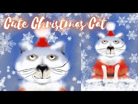 Paint & Draw a Cute Christmas Cat in Procreate🎄🐱Tutorial