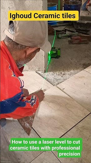 How to use a laser level to cut ceramic tiles with professional precision#shorts #tiles #ceramic