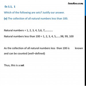 Ex 1.1, 1 (v) - Is this a set?: The collection of all natural numbers