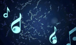 Download Flowing Musical Notes on a Deep Blue Background Emphasizing Sound and Rhythm for free