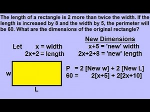 Algebra - Word Problems: Geometric Shape: Rectangles 2 of 2