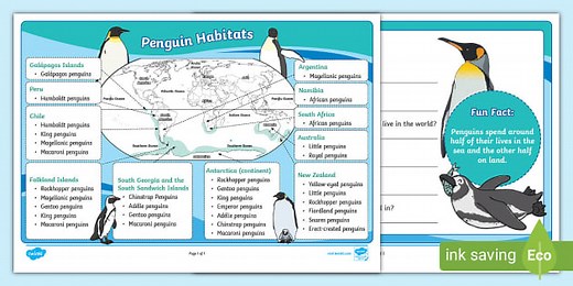 Penguin Habitats Map Reading Activity
