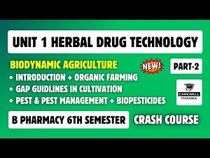 Biodynamic Agriculture | Organic farming | Pest and Pest Management | Part 2 Unit 1 |HDT 6th Sem