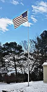 40' Telepole Superior 3" Telescoping Flagpole - 3.5" Base Diameter, 10 Gauge Aluminum - Silver