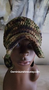 Camouflage Sol Crochet Tam and Earrings - Etsy