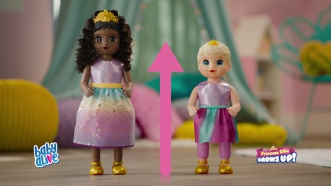 Baby Alive Princess Ellie Grows Up! Brown Hair, Interactive Doll with Accessories, Toys for 3+ Years Old Girls and Boys, 18-Inch