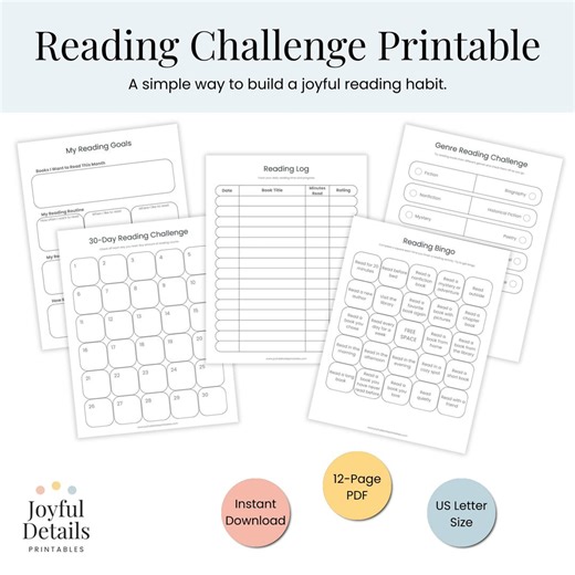 Reading Challenge Printable Pack | Fun Reading Activities for Kids, Adults, Classroom & Homeschool - Etsy Canada