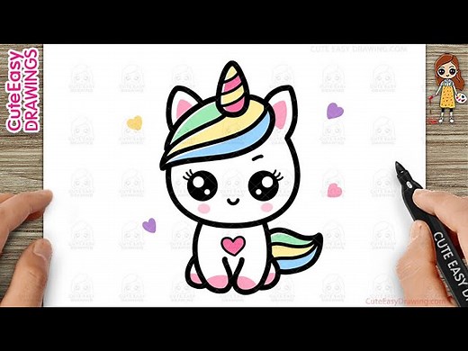 How to Draw a Cute Unicorn Simple & Easy for Kids - Videos For Kids