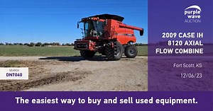 Get ready to bid on this powerful 2009 Case IH 8120 Axial Flow combine!  Bid now the live auction closes on 12/6/23. Don't miss out!  #Auction #FarmingEquipment https://bit.ly/3G7esAT | Purple Wave Auction | Facebook