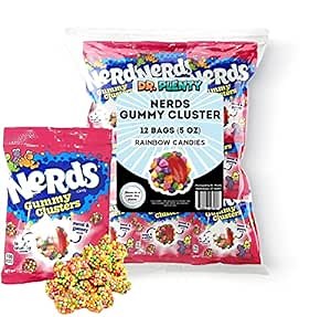 Nerds Gummy Cluster 5oz (12 Bags) - 3.75 Pounds of Original Rainbow Nerds Candy - Nerd Gummies Bulk, Chewy & Gummy Balls - By Dr. Variety