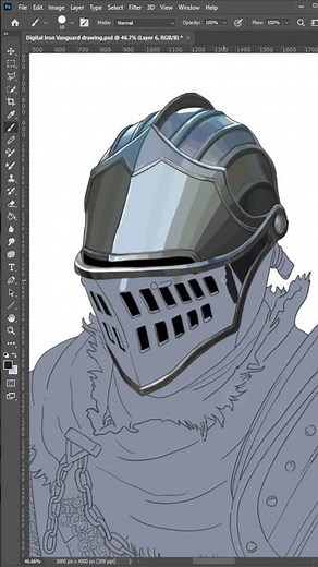 Drawing Iron Armor Pt.1 🛡️🔥 #Shorts #DigitalArt #drawing
