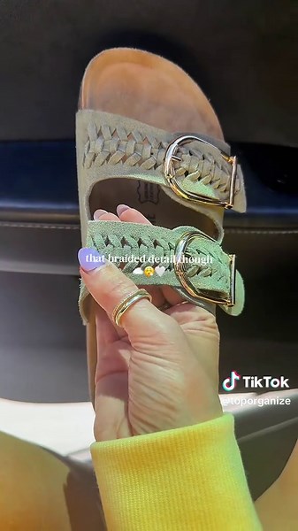 Gorgeous Olive Green Slip-On Sandals with Braid Detail