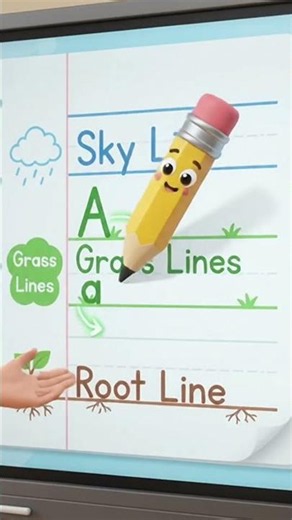 🎬 Title✏️ Learn 4-Line Handwriting | Sky, Grass & Root Lines 🌈📚