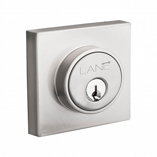 Lane Brushed Satin Chrome Slimline Square Double Cylinder Deadbolt