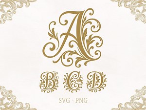 Alphabet SVG Elegant Floral Font SVG Bundle Ornamental Letters A-Z for Party Decor Vintage Monogram Alphabet Cut Files Gold Fancy Letters - Etsy