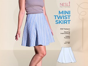 Mini Twist Skirt Sewing Pattern: 10 Sizes (XXS-5XL) | Beginner Friendly - Etsy