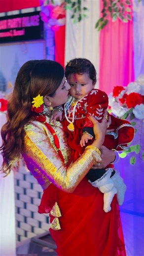Adorable Vanji in Traditional Red Sari at Ceremony