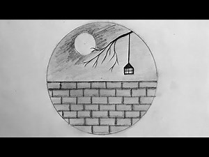 Pencil drawing in a circle - easy pencil drawing/How to draw a scenery inside circle/ circle drawing