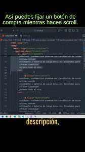 13K views · 221 reactions | Así mantienes visible el botón de compra mientras haces scroll usando solo CSS. #programacionweb #programadoresweb #desarrolloweb #html #css | Progamacion web, | Facebook