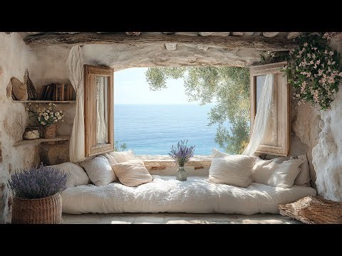 🌊 Bedroom Window Morning View 🪟 | Gentle Ocean Waves, Soft Birds & Calm Relaxing Ambience