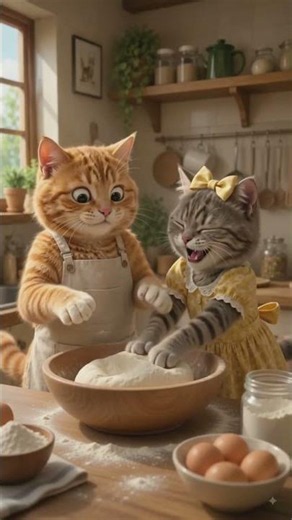 Flour Explosion in Tintu’s Kitchen! 🐱😂 #ShortsAlternative titles: