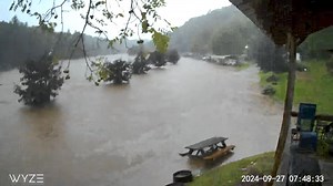We still have power. Notice the power pedestals are completely under water. | Twin Rivers Family Campground