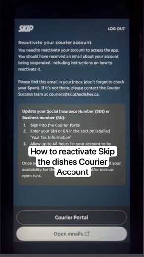 How to reactivate Skip the dishes Courier Account #skipthedishes #courierdelivery #totonto #ontario