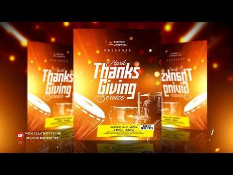 How To Design April Thanksgiving Service Church Flyer in Photoshop | Bright Worship Poster Tutorial