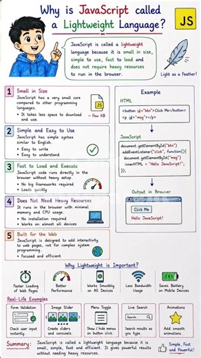 Javascript - 3. why JavaScript is called a lightweight language