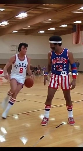 Elvis gets in a quick game of Basketball