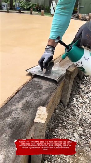 Perfect Concrete Edge Finishing – Smooth Edger & Sprayer Technique Like a Pro
