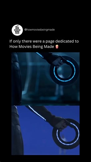 How Movies Being Made on Instagram: "In Tron Legacy, a digital duel unfolds as glowing discs fly through a vast arena, framing a tense face off between programs. The sleek world feels endless, but the moment was built with actors on minimal sets, precise camera alignment, and carefully planned sightlines to anchor action and scale visually. Behind the scenes, performers wore dark suits while reflective markers and animated light lines were added later. The iconic glow was digitally enhanced fram