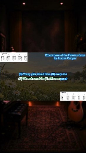 Where have all the Flowers Gone WITH VOCAL play along with scrolling guitar chords and lyrics