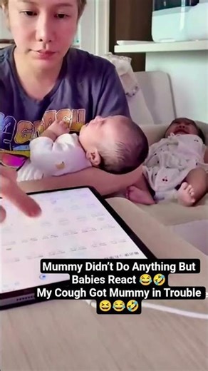 Mummy Didn’t Do Anything But Babies React 🤣My Cough Got Mummy in Trouble#babylaugh #cute #mummy