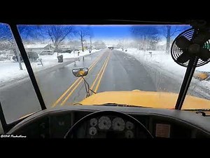 Driver POV in the Snow in A 2004 IC CE200 School Bus W/ T444E