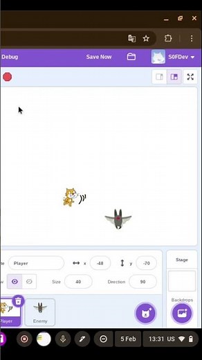 Day 3: Enemy Hit Detection in Scratch #scratch #gamedev #beginners #coding #shorts #learning