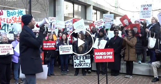 Protesters Rally Outside Closed Consumer Financial Protection Bureau