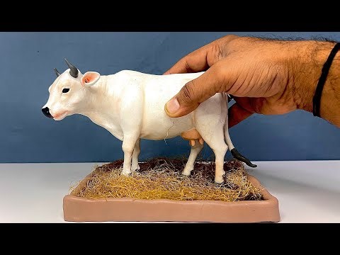 Sculpting clay: I MADE COW WITH CLAY EASY / Clay Animals Art